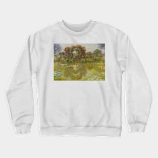 Water Lily Pond, Rose Bushes by Claude Monet Crewneck Sweatshirt